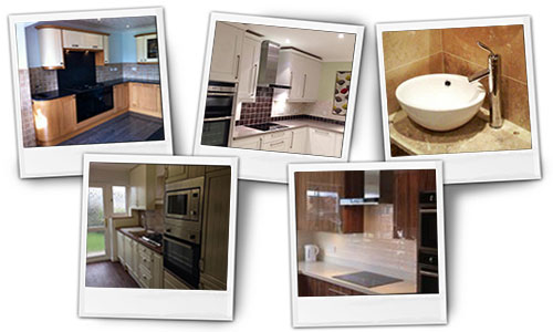 A selection of polaroid like photos showing 5 projects carried out by Ellis Interiors.